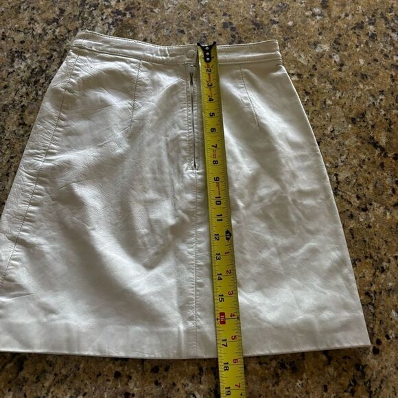 Vintage White Real Leather‎ Pencil Lined Skirt Bermans size 6 - Picture 6 of 9